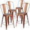 Flash Furniture Copper Metal Counter Stool, 24", PK4 4-ET-3534-24-POC-WD-GG - alternate 2